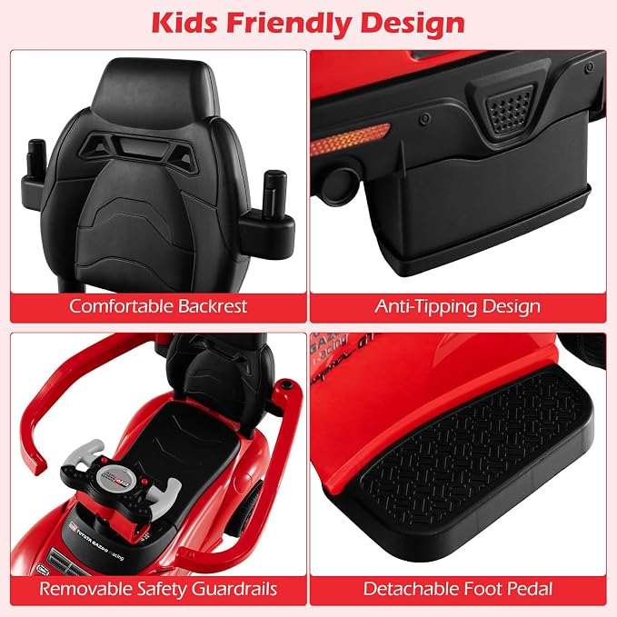 Licensed Toyota Ride on Push Car for Toddlers by INFANS, 3 in 1 Walking Sliding Toy with Removable Guardrails and Handle, Music, Under Seat Storage for Kid (Red)