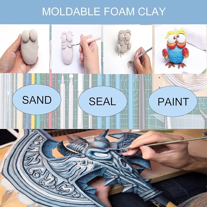 Foam Clay Cosplay Moldable Air Dry Foam Clay Craft 300g White Lightweight Sculpting Foam for Costumes Sanding Cosplay