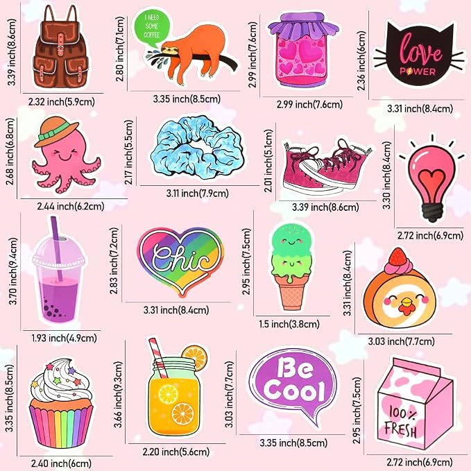 QTL 250pcs Cute Vinyl Stickers for Girls Stickers for Kids Teens Girls Easter Basket Stuffers Gifts Water Bottle Stickers for Hydroflask Waterproof