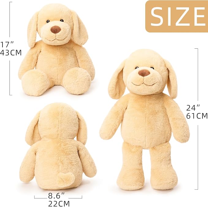 WEIGEDU Large Dog Stuffed Animal Plush Toy Big Soft Golden Retriever Puppy Hugging Gift for Kids Boys Girls Birthday Room Decor 24 Inch