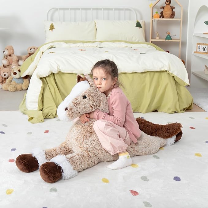 MaoGoLan Giant Horse Stuffed Animal, Large Horse Plush Toy for Girl Kid Boy, Realistic Stuffed Pony Plush Pillow for Mother's Day Birthday Gift Baby Shower Party Favor Decor, 47 inches, Brown