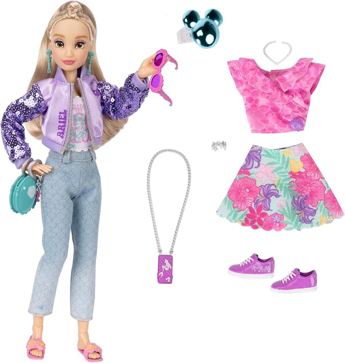 Disney ILY 4EVER Fashion Dolls Ariel 11.5" Tall with 13 Points of Articulation, Two Complete Mix-and-Match Outfits and Mickey Ring for You!
