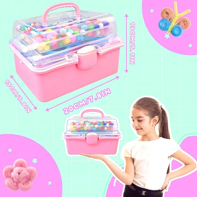 ZEIZHUBN Arts and Crafts Supplies for Kids Crafts Kit with Pipe Cleaners DIY Crafts for Kids Art School Supplies Materials All in Crafting Box Craft Supply Set Gifts for Kid Girls Boys Age 4-8, 8-12