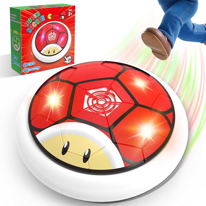 Soccer Toy for Boys 4-6 Hover Soccer Ball for Kids 4-6 Boy Birthday Gifts Indoor Toy Games Gift for Boys Age 5 6, 7, 8, 9, 10 Year Old LED Boy Toys Game for Kid 6-8, 8-12 Gift for 8 Year Olds (Red)