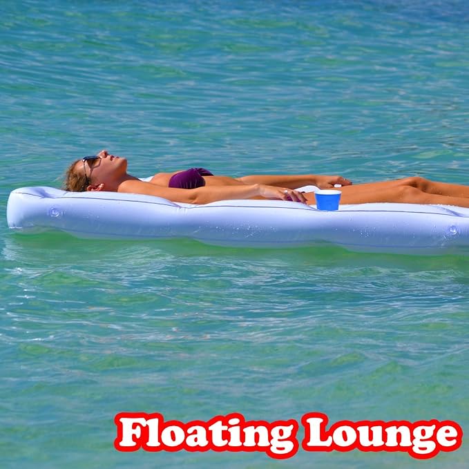 GoPong Pool Lounge Beer Pong Inflatable with Social Floating, White