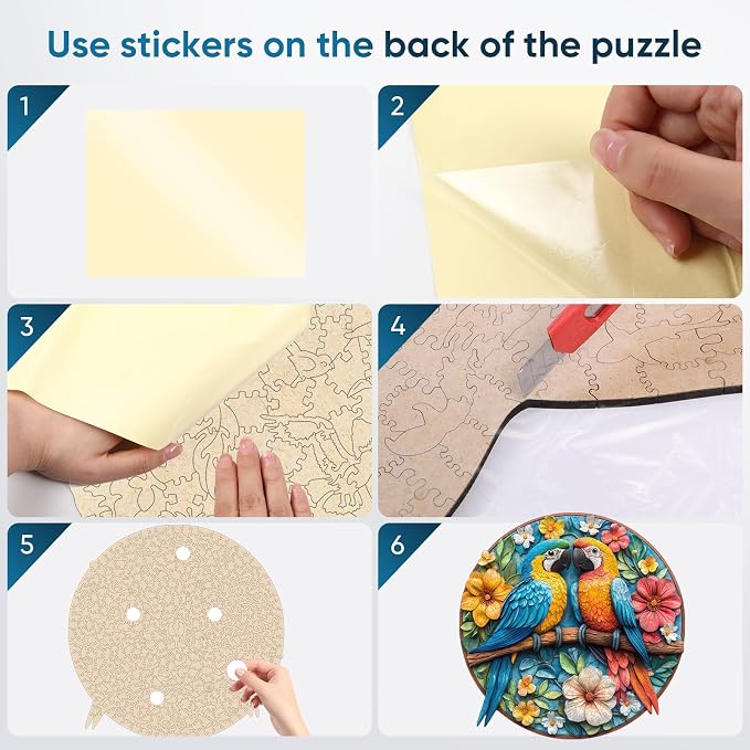 Mys Aurora Wooden Puzzles for Adults Round Parrots Jigsaw Puzzles, 200 Pieces 5MM Thick, Unique Shaped Colorful Bird Puzzle Family Game Gift for Adults and Kids, 11 x 11.2 Inch