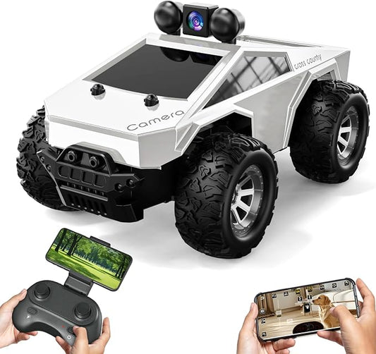RC Cars with Camera Remote Control Truck with 720P HD FPV Camera, All-Terrain Remote Control Car with Body Light Rechargeable Battery, 1:28 RC Car Vehicle Toy Gifts for Adults Kids Boys Girls