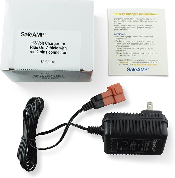 SafeAMP 12-Volt Charger for Ride On Vehicle with red 2 pins Connector
