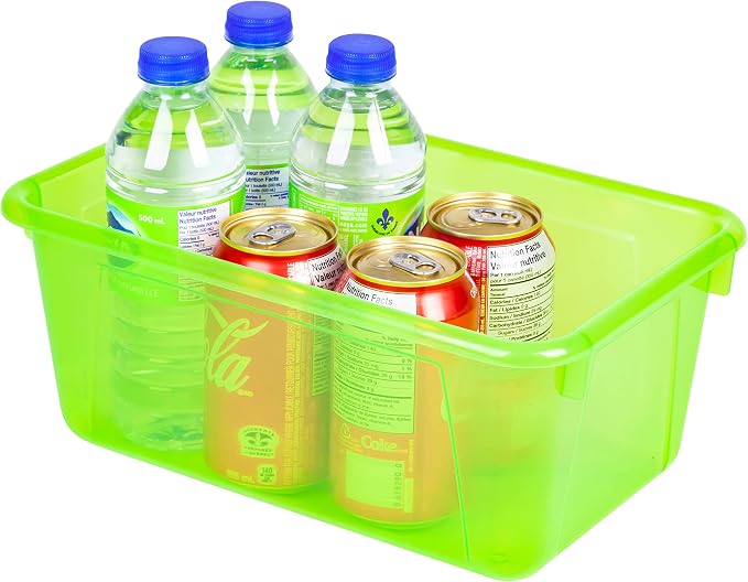 Storex Small Cubby Bins – Plastic Storage Containers for Classroom, 12.2 x 7.8 x 5.1 inches, Candy Green, 5-Pack (62477A05C)