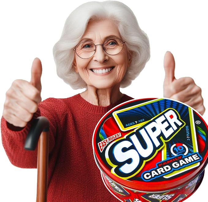 Super 7 Family Card Game Collectible Tin – for Kids and Adults, Family Game Night, Fast Games, Easy to Learn, 2-7 Players, Ages 7 to 107!