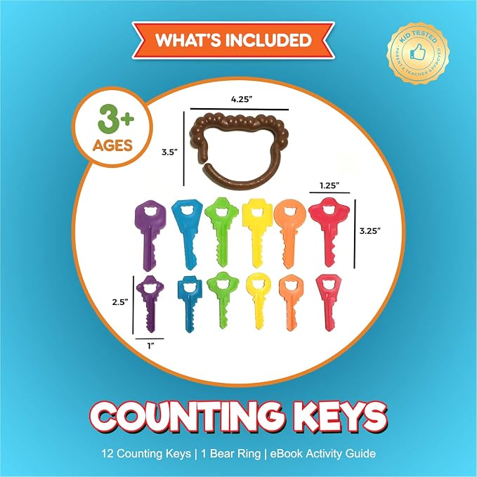 Baby Keys Montessori Toys for Toddlers - Toy Keys, Matching Toddler Games, Learning Toys for 2 Year Olds - Real Keys, Pretend Play Toys and Sensory Toys for Autistic Children with Activity eBook