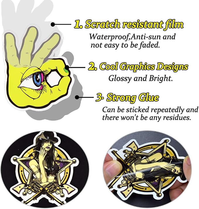 QTL Horror Stickers for Adults, Punk Horror Party Supplies, Waterproof Vinyl Stickers for Water Bottles and Laptop, 100PCS