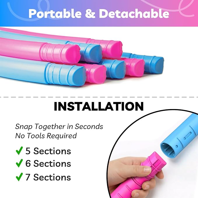 Liberry Kids Exercise Hoop, Detachable Fitness Rings for Workout, Adjustable Plastic Hoop for Home, Gym, Dance, Sport Toy Gift in Blue, Pink