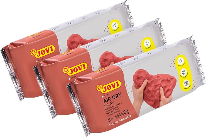 Jovi - Air Dry Clay, 3 x 1.1 lb, Terracotta Color, Total of 3.3 lb | Pottery Clay for Arts and Crafts Projects, No Oven Needed, gluten-free