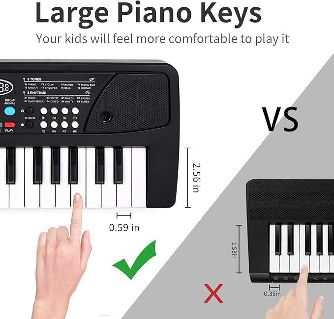 37 Key Upgrade Piano Keyboard for Kids Musical Toys Ages 3-5 Beginners Keyboard Piano with Microphone for 3 4 5 6 Year Old Boys Girls Gifts