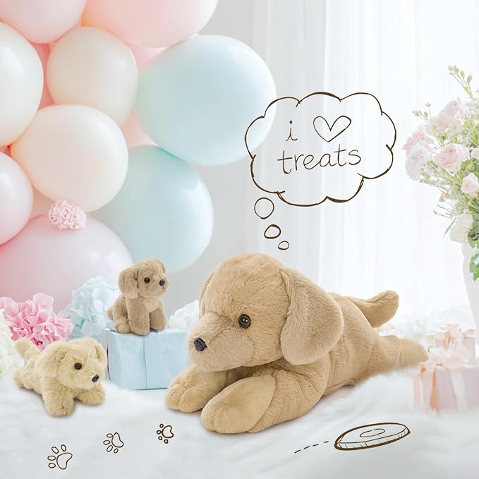 MorisMos Golden Retriever Stuffed Animals with Babies Inside,18'' Mommy Puppy Surprise with Baby Dog Toys for Kid Girl Boy,Realistic Golden Retriever Dog Stuffed Animals for Baby Shower Birthday Gift