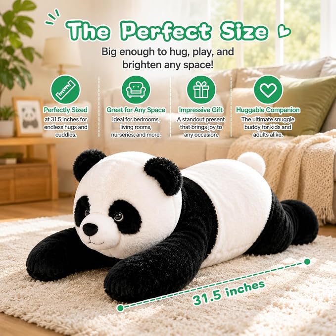 Tezituor Giant Panda Stuffed Animal, Panda Plush Toy,31.5" Large Cute Jumbo Pandas Plush Pillow,Soft Large Plushie,Huge Big Plushy Fluffy Fat Oversized,Valentine for Kids Girls