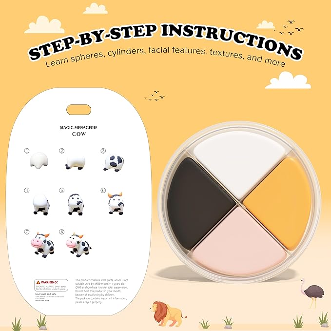 Cyajm 12-Color Air Dry Clay Kit, Animal-Themed Ultra-Light Modeling Clay for Kids, Non-Toxic Soft Air Drying Clay Set with Tools & Guide, Creative DIY Craft Gift for Boys Girls Ages 3+