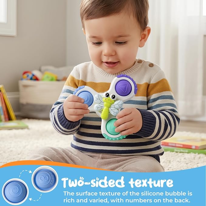 Baby Insect Suction Cup Spinner Travel Toys for Kids Ages 1-3, Fidget Spinner Toys for 1 Year Old Boy Girl 12 Months, Sensory Bath Toy for Toddlers Infants Birthday Gifts
