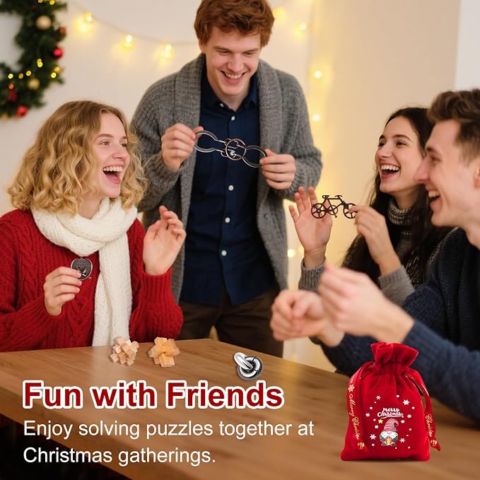 20 PCS Brain Teaser Puzzles – Mind Puzzles for Adults & Kids, Challenging Metal Puzzles for Logic & Focus, Fun Family, Perfect for Christmas Stocking Stuffers