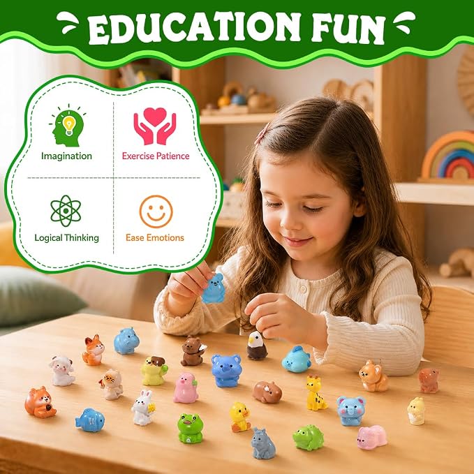 DIYDEC 68pcs Mini Resin Animal, Miniature Duck Figures to Hide Small Tiny Resin Animal Toys for Party Favors Bag Fillers Fairy Garden Dollhouse Crafts Decor