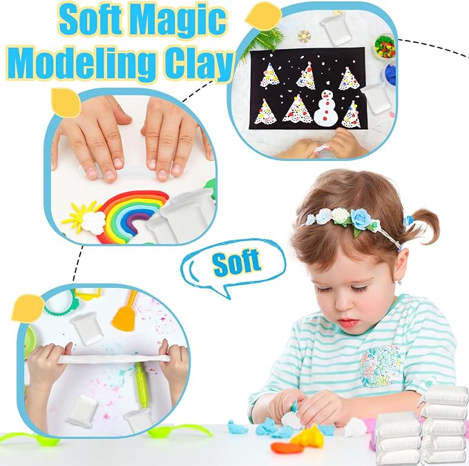 50 Pack White Air Dry Foam Clay,Soft Magic Modeling Clay,Super Light Air Dry Clay for Kids,Arts Craft,Gifts