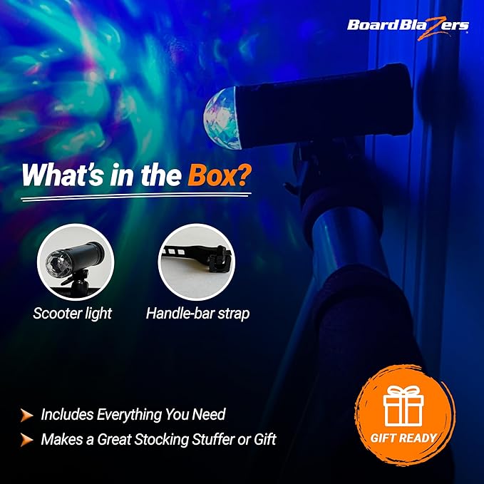 Board Blazers Disco Scooter Lights for Night Riding, Kid Stocking Stuffers, Scooter Accessories for Kids, Kid Bike Light Christmas Gift, 3 AAA Batteries Required
