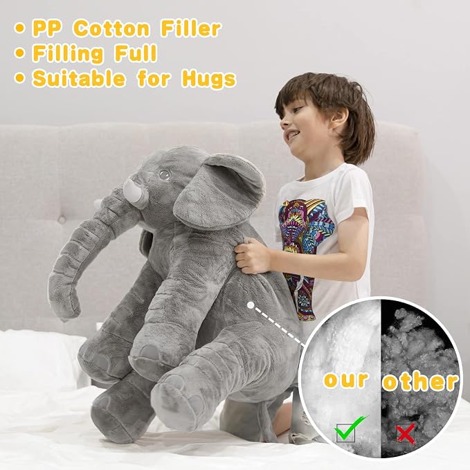 Homily Stuffed Elephant Plush Animal Toy 24 INCH Blue Scrunchie