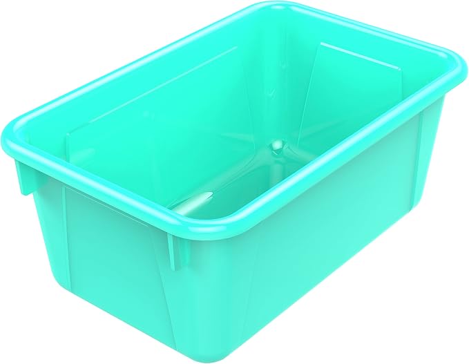 Storex Small Cubby Bins – Plastic Storage Containers for Classroom, 12.2 x 7.8 x 5.1 inches, Class Teal, 5-Pack (62420A05C)