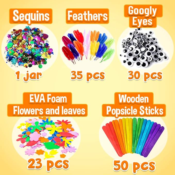 Goody King Arts and Crafts Supplies for Kids - All in One Kid Crafts Toddler Activities Kids School Supplies Age 4 5 6 7 8 Years Old Craft Art Supply Kit Kindergarten Homeschool