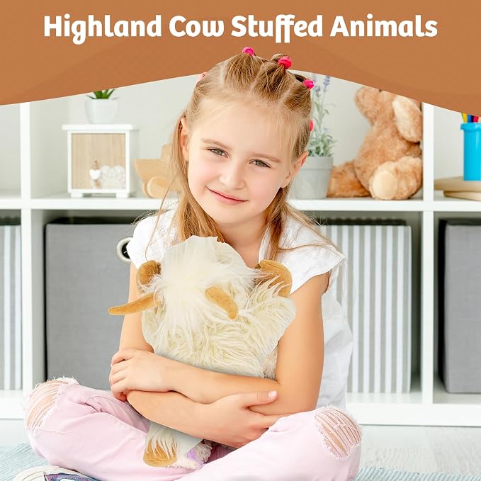 Marysun Microwavable Highland Cow Stuffed Animal Toy - Weighted Heating Pad Stuffed Animal Gift for Girls and Kids, 9.8in, 1.65lb
