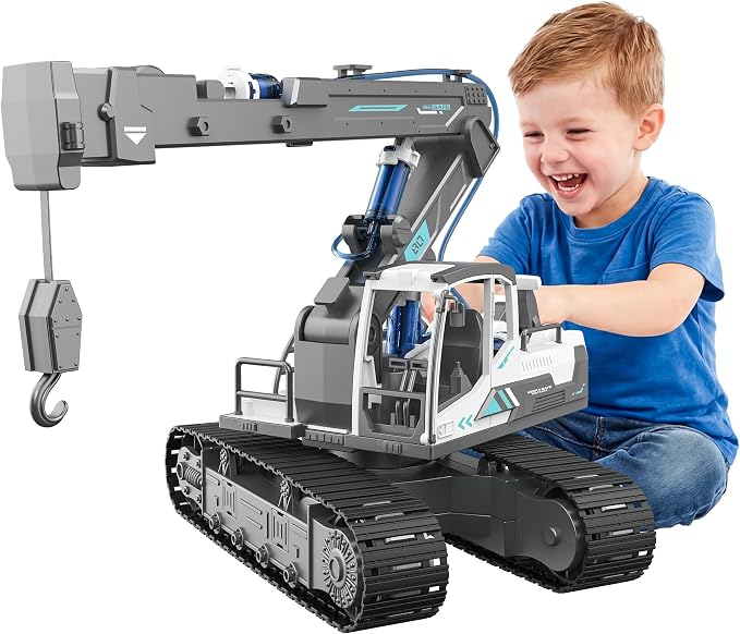 SMILESSKIDDO Crane Truck Toy - 134 PCS Hydraulic Science Kits for Kids Age 8-12, Teenage Engineering Kit Construction Vehicle STEM Toys for Ages 8+