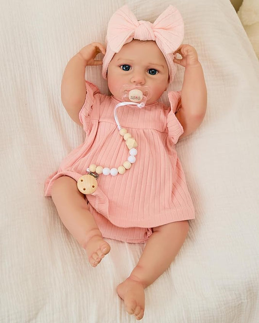 FOCKOF Realistic Reborn Baby Dolls-18 Inch Realistic Baby Doll Girls Soft Vinyl Body Reborn Baby with Gift Box for Kids Age 3+ Pink