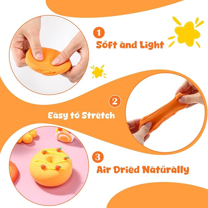 VioraWhite 72 Pcs 38oz Air Dry Clay Bulk Modeling Magic Ultra Lightweight Foam Modeling Clay for Kids Adults DIY Gifts Party Arts Crafts and School Project Supplies(Orange)