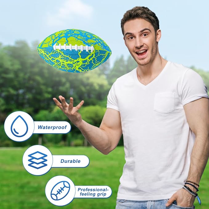 Jasonwell Waterproof Football Pool Toys - Strong Grip Soft Football for All-Weather Play Pool Games Beach Toys Water Footballs Outdoor Sports Toy Christmas Birthday Gifts for Kids Boys Teens Adults
