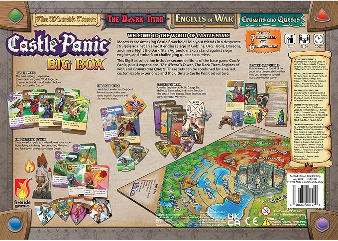 Castle Panic Big Box 2e by Fireside Games | Complete Cooperative Strategy Board Game Collection with Base Game, 4 Expansions, and 13 Promos | Family Board Game for 1–6 Players Ages 8+
