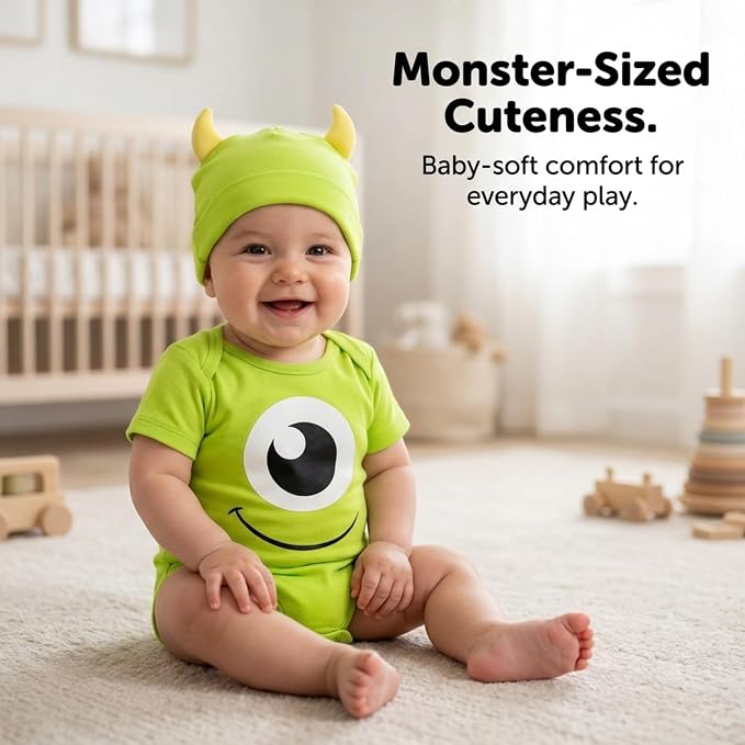 Disney Cosplay Baby Bodysuit and Hat Set Newborn to Infant Sizes (Newborn - 24 Months)