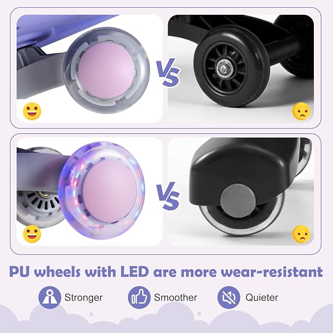 BABY JOY Wiggle Car for Kids, Swing Car with LED Flashing Wheels, No Batteries, Gears or Pedals, Uses Twist, Turn, Wiggle Movement to Steer, Ride-on Toy for Boys Girls 3 Year Old and Up (Purple)