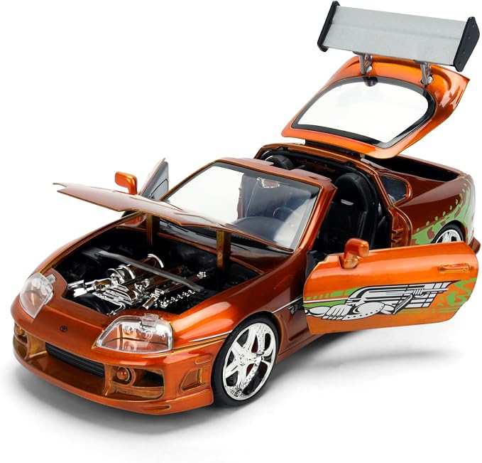 Diecast Model Car Compatible for Fast & Furious 25th Anniversary Edition 1:24 Brian's Toyota Supra in Brush Finish Color by Jada