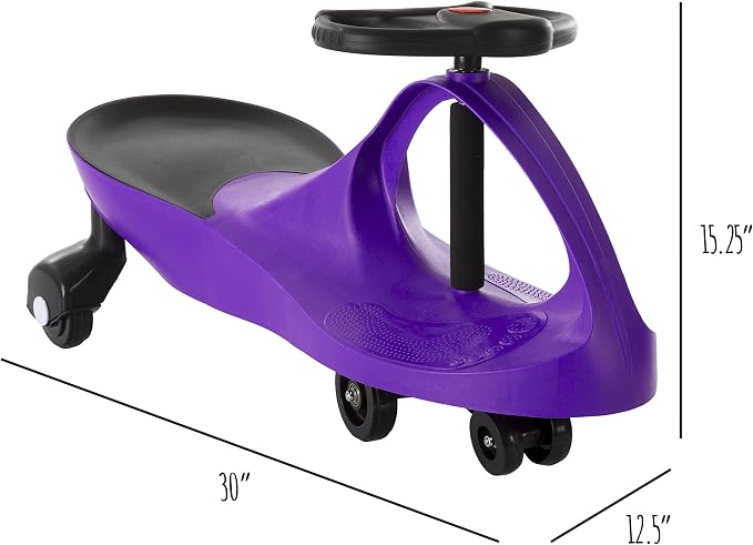 Wiggle Car Ride on Toy - No Batteries, Gears, or Pedals - Just Twist, Swivel, and Go - Outdoor Ride Ons for Kids 3 Years and Up by Lil' Rider (Purple) Large