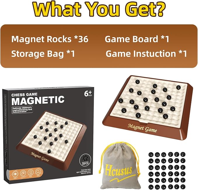 Magnet Game, Board Games for Kids 8-12, Family Games for Kids and Adults, Magnetic Game Chess with Storage Board for Family Game Night, 2-4 Players