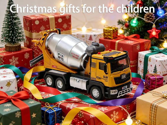 Construction Trucks Toy 1:40 Semi-Alloy Simulation Model Lights & Sounds Educational Engineering Vehicle for Kids Mixer Truck