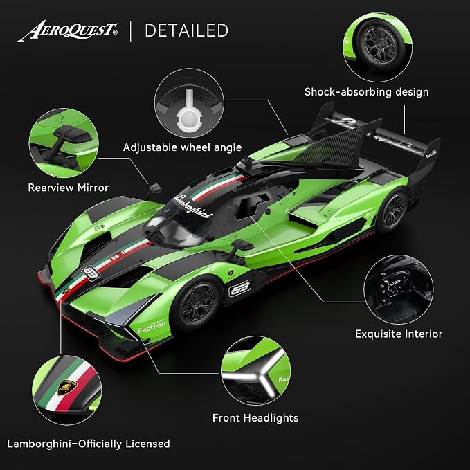AEROQUEST Lambo Remote Control Car Officially Licensed 1:14 Lamborghini SC63 Model Electric Sport Racing Hobby RC Cars for Boys Girls Birthday Toys for Age 6-12 Years Old