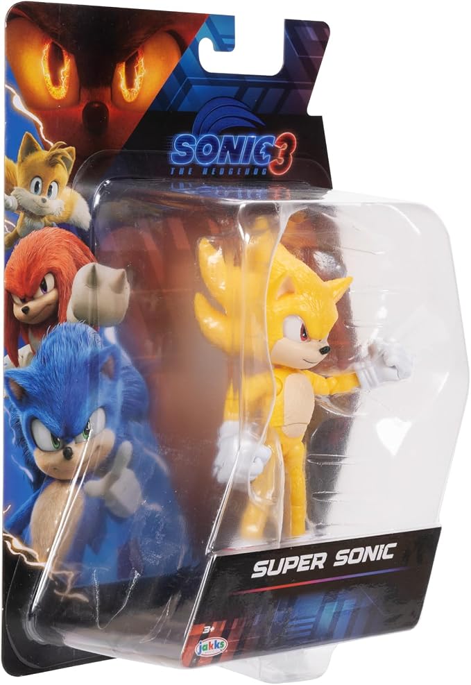 Sonic The Hedgehog 3 Movie Action Figures - 5-Inch Super Sonic The Hedgehog Collector Toy Figure, Highly Articulated for Boys & Girls - Officially Licensed 3 Movie Product