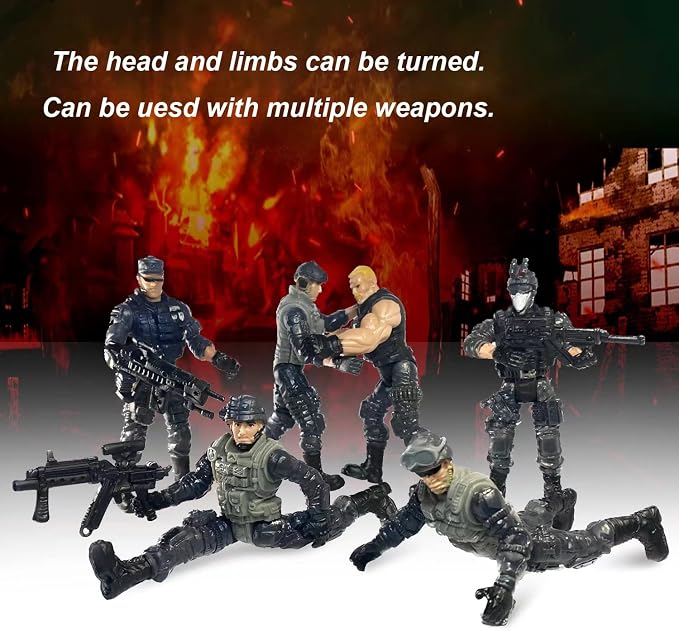 Army Men Action Figures, Soldiers Toys Army Men Set for Boys 4-7,Army Men Action Figures Military Playset Toy with Weapon for Toddler Age 3+