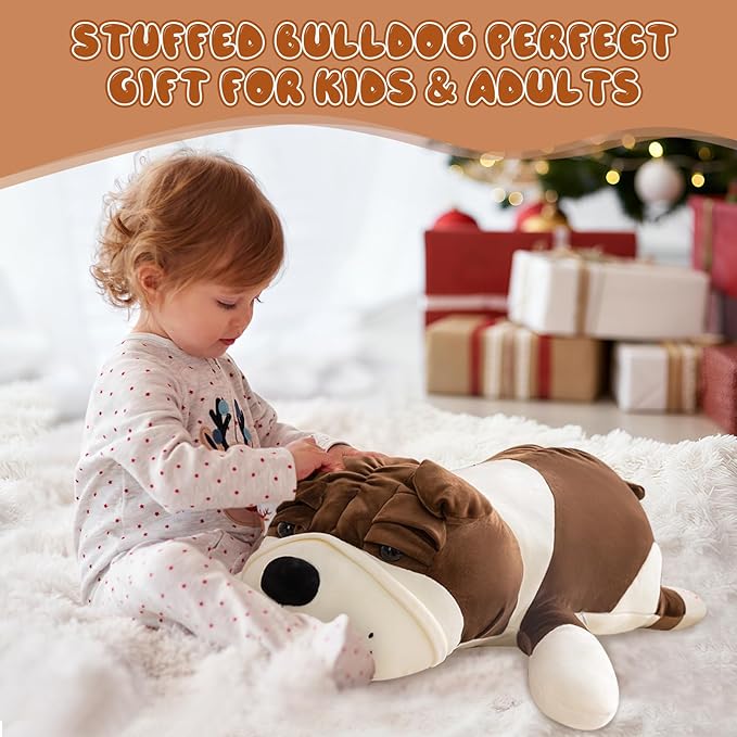 Giant 39 Inch Super Soft Plush Dog Pillow - Large Brown Stuffed Animal for Bed,Couch & Cuddling - Home Decor Gift for Adults & Kids