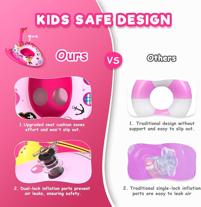 Kids Pool Floats with Water Gun, Toddler Inflatable Pool Toys for Kids Age 3-8 Years Old, Summer Outdoor Water, Beach, Swimming Pool Toys Gift for Boys and Girls