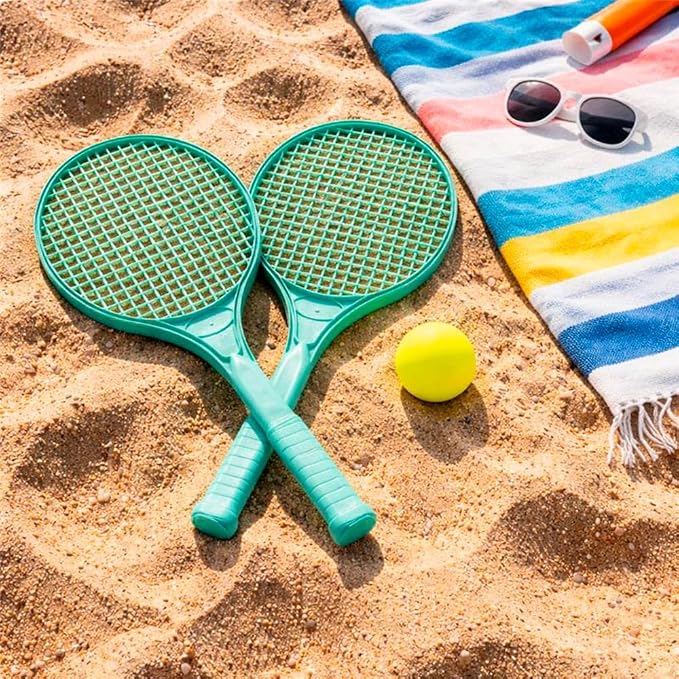 Miniland Beach Essentials, Sand Toys, Outdoor Toys for Toddlers 1-3, Beach Toys for Toddlers 1-3, Outdoor Play for Beach Vacations and Pool Fun | ECO Rackets with Ball