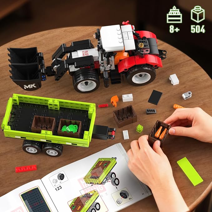 Mould King 24093 Farm Wheel Loader Building Sets, 504+ Pieces Mini World City Series Construction Sets, Farm Toys for Boy Age 8+