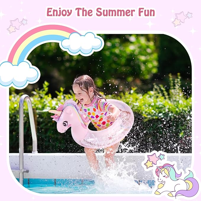 Moko Inflatable Swimming Rings, Pool Floats Swim Tubes Rings Round Shape Cute Cartoon Design Beach Water Lounge Inflatable Raft Party Supplies for Kids